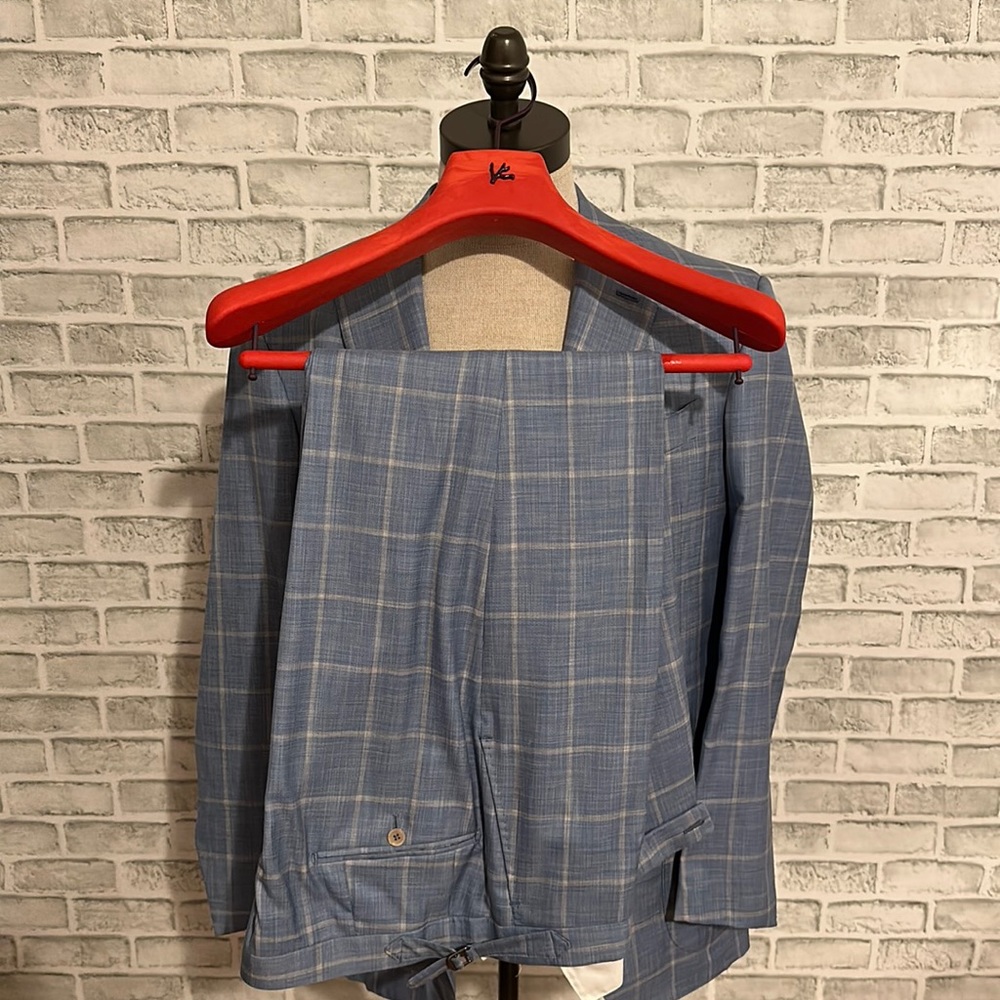 ISAIA MENS SUIT - Blue Plaid